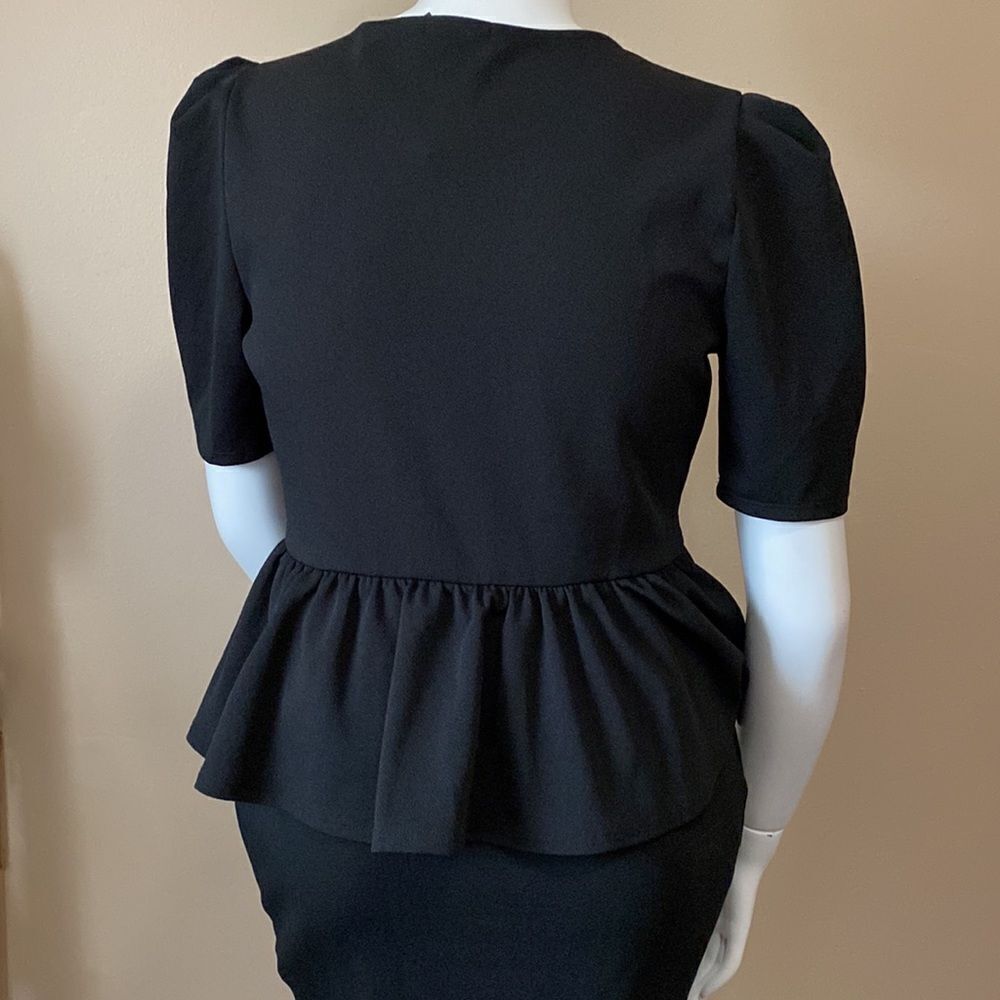 NWT Fashion Nova Black Peplum Dress - Size:1X - Picture 14 of 16